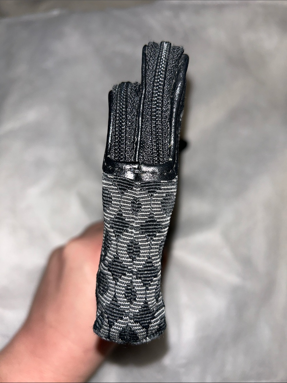 Coach Black & Gray Signature Zip Wristlet Pouch - Picture 2 of 12